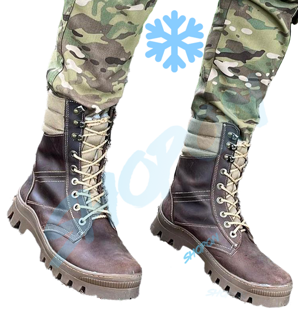 Берці зимові черевики тактичні чоловічі, туфлі тактичні чоловічі берці зимові, натуральна шкіра, розмір 45, Bounce ar. BЕ-ВА-1045, колір коричневий - зображення 2