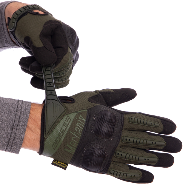 Тактические перчатки с усиленым протектором , военные перчатки, перчатки многоцелевые Размер L Оливковые BC-4923 - изображение 1