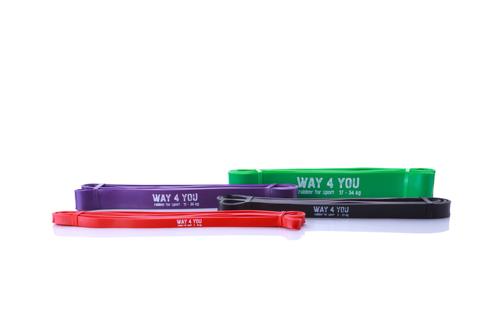 Резиновые петли для тренировок Way4you - Набор из 4-х петель (красная, черная, фиолетовая, зеленая) (w40130) - Фото 2 Резиновые петли для тренировок Way4you - Набор из 4-х петель (красная, черная, фиолетовая, зеленая) (w40130) - изображение 2