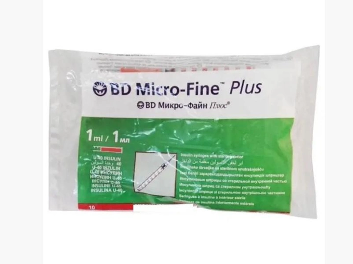 Шприц BD Micro-Fine+ 1,0 мл U-40 инсулиновый, фиксированная игла 0,33х12,7 30шт. - изображение 1