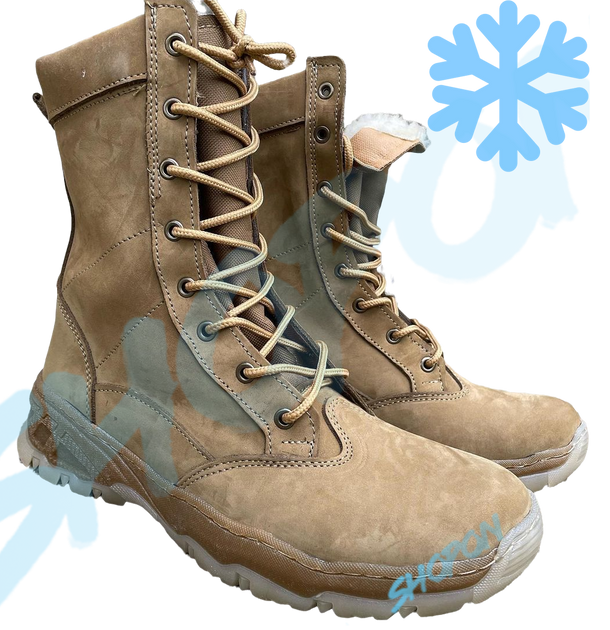 Берці зимові черевики тактичні чоловічі, туфлі тактичні чоловічі берці зимові, натуральна шкіра, розмір 45, Bounce ar. MO-TH-1445, колір койот - зображення 1
