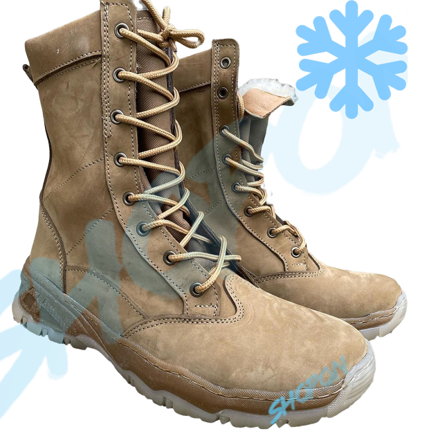 Берці зимові черевики тактичні чоловічі, туфлі тактичні чоловічі берці зимові, натуральна шкіра, розмір 44, Bounce ar. MO-TH-1444, колір койот - зображення 1