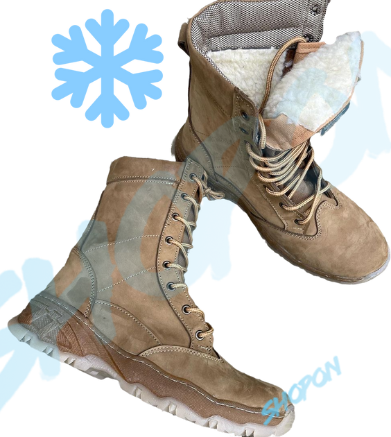 Берцы зимние ботинки тактические мужские, черевики тактичні чоловічі берці зимові, натуральна шкіра, размер 42, Bounce ar. MO-TH-1442, цвет койот - изображение 2