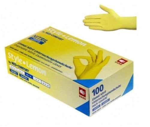 Рукавички нітрилові нестерильні без пудри Ампріл Style Lemon Жовті 100 штук в упаковці Розмір XL - изображение 1