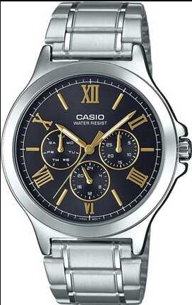 Мужские наручные часы CASIO MTP-V300D-1A2 Серебро\черный с золотым экран - изображение 3