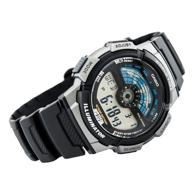 Мужские часы Casio AE-1100W-1AVDF Серые с черным - изображение 2