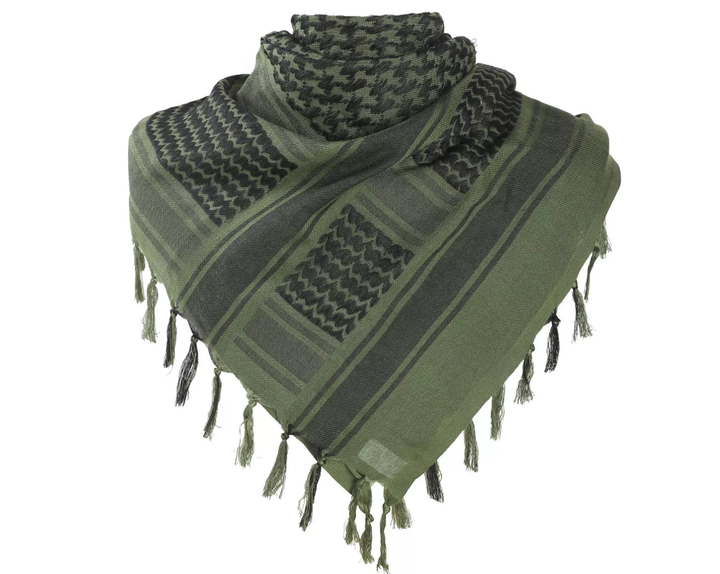Платок шарф арафатка, шемаг, куфия 110см - Black/Green - изображение 3