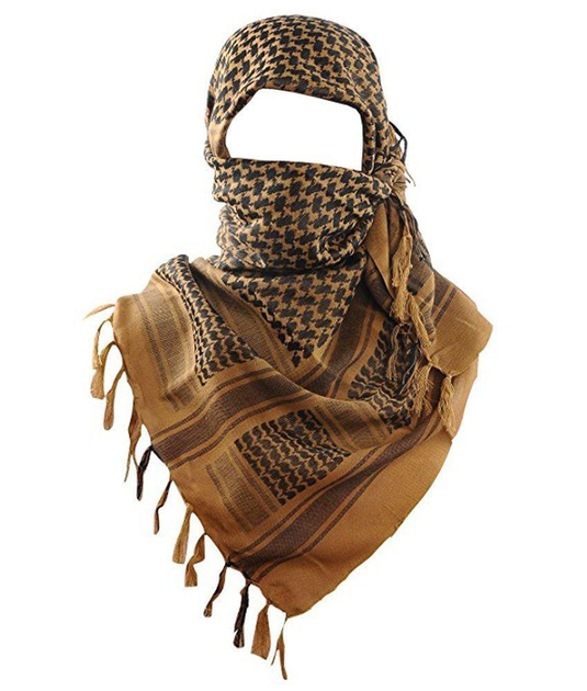 Платок шарф арафатка, шемаг, куфия 110см - Black/Khaki - изображение 1