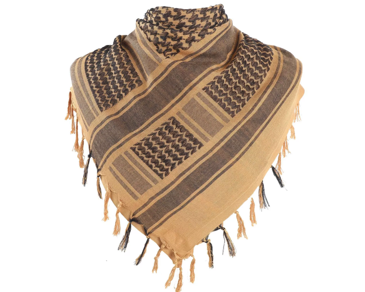 Платок шарф арафатка, шемаг, куфия 110см - Black/Khaki - изображение 2