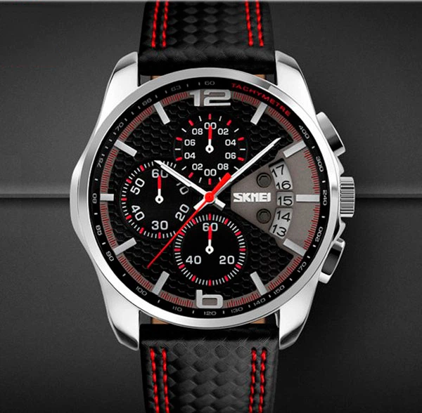 Мужские надежные часы Skmei 9106 Spider Черные с красным – купить