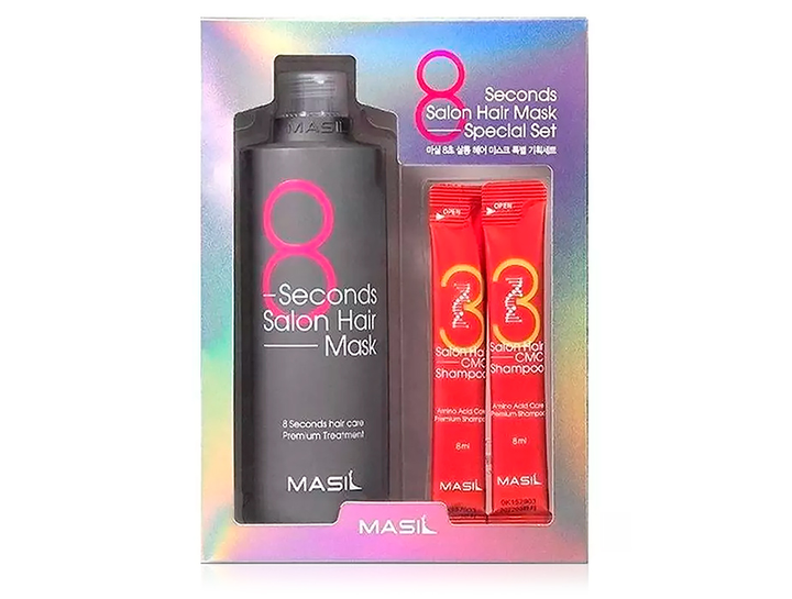 Набор для волос из маски для волос и пробников шампуня Masil 8 Seconds Salon Hair Set (mask/350ml + shm/2*8ml) 