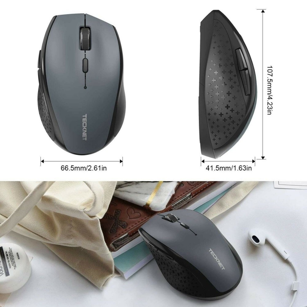 Беспроводная Bluetooth Мышь Tecknet M002 Grey - изображение 3