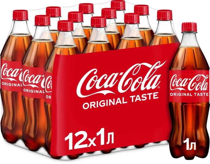 Упаковка безалкогольного напитка Coca-Cola 1 л х 12 бутылок