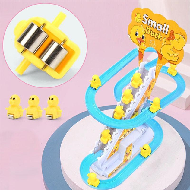 Игровой набор горка-трек с подъёмником Joy Toy Small-Duck интерактивная игрушка скользящие утки 3шт, с музыкой - изображение 2