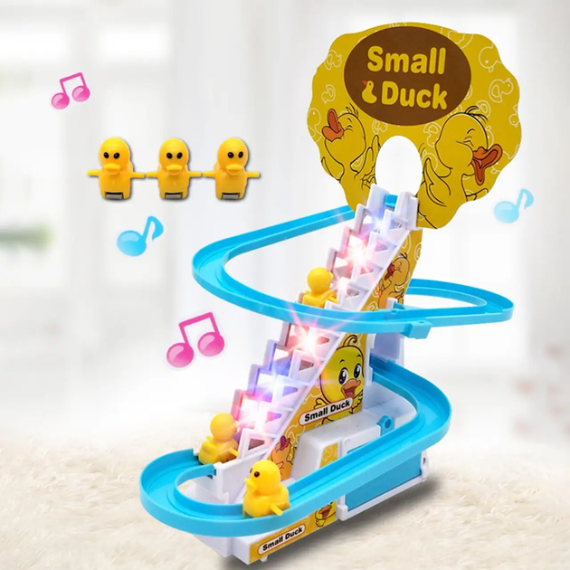 Игровой набор горка-трек с подъёмником Joy Toy Small-Duck интерактивная игрушка скользящие утки 3шт, с музыкой - изображение 6