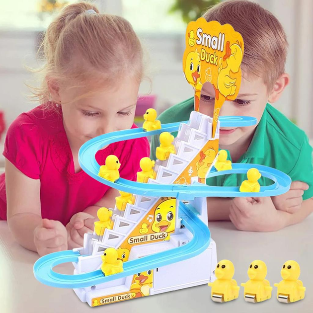 Игровой набор горка-трек с подъёмником Joy Toy Small-Duck интерактивная игрушка скользящие утки 3шт, с музыкой - изображение 10
