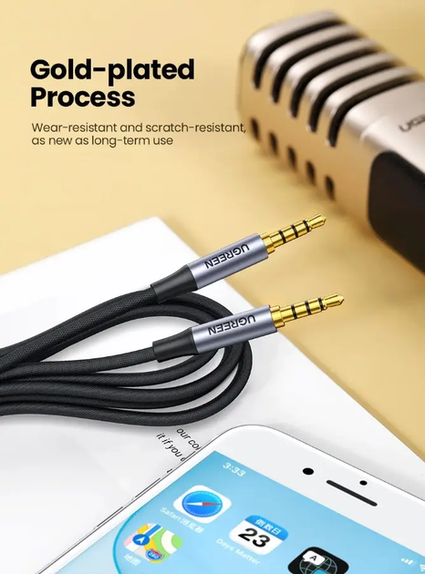 Кабель аудио UGREEN 4 pin TRRS 3.5 mm Hi-Fi профессиональный AUX 2M Black (AV183) - Фото 10 Кабель аудио UGREEN 4 pin TRRS 3.5 mm Hi-Fi профессиональный AUX 2M Black (AV183) - изображение 10