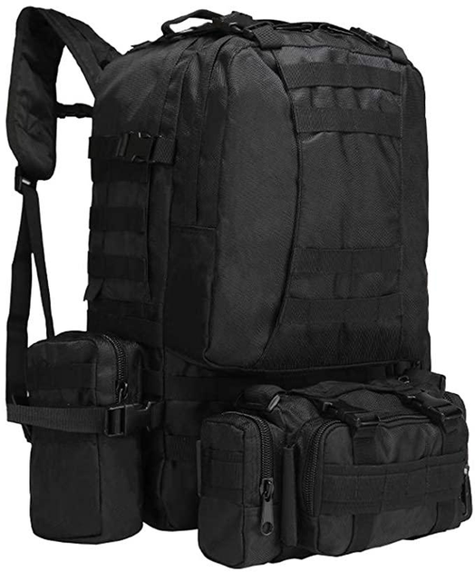 Тактичний рюкзак з сумками, штурмовий рюкзак військовий A08 50 літрів Чорний - зображення 1