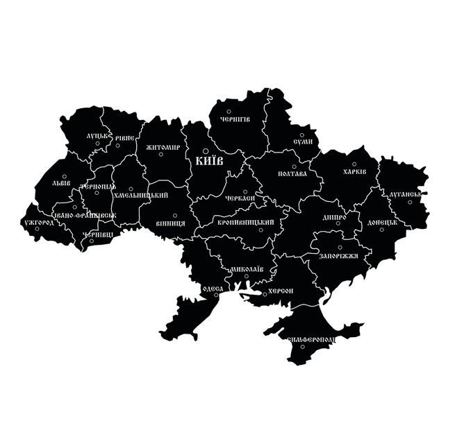 Наклейки на шпалери Сучасна однокольорова мапа України (велика мапа міста області) матова 1400х950 мм - зображення 2