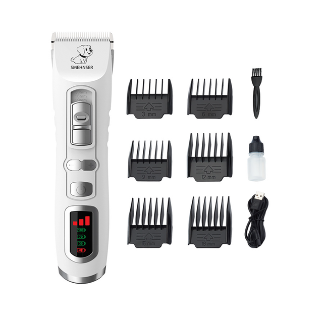 Акумуляторна машинка для стрижки тварин SMEHNSER D3 Pet Clipper з насадками 2200 mAh Білий - зображення 4