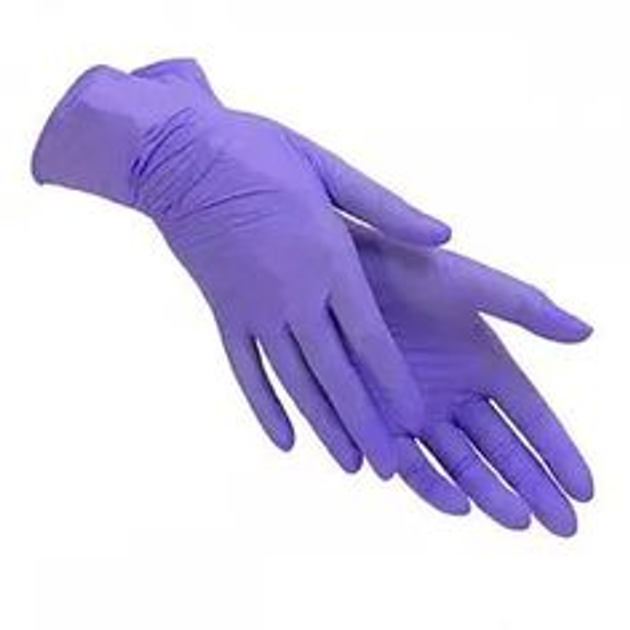 Одноразові рукавички нітрилові Медіком 100 шт в упаковці Розмір М Лавандові - изображение 1
