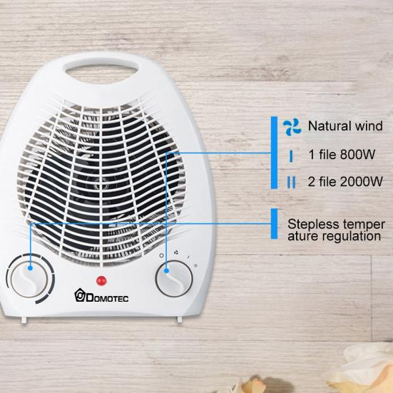 Тепловентилятор дуйка электрический Domotec 5901S три режима, плавная регулировка температуры, защита от перегрева 2000 Вт - изображение 9