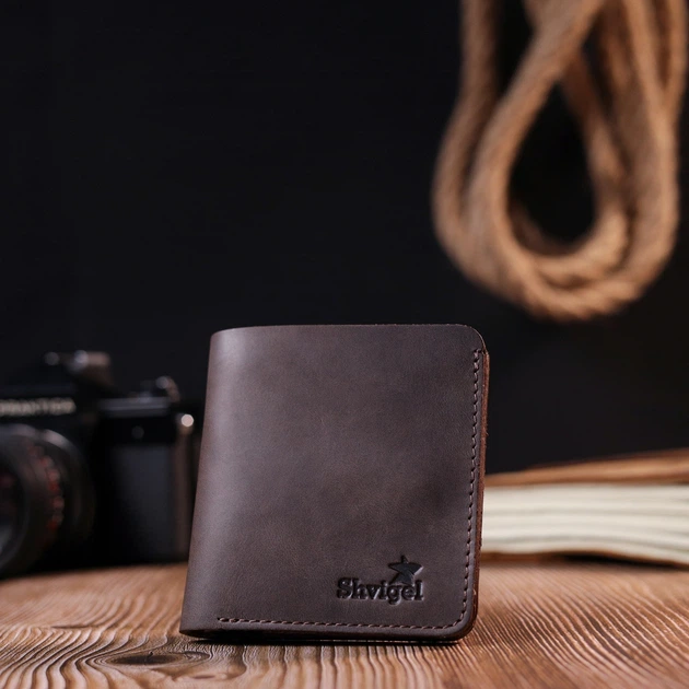 Портмоне шкіряне Shvigel leather-16601 Коричневе - зображення 6
