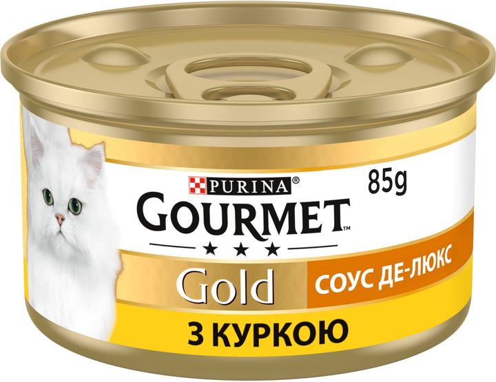 Упаковка влажного корма для кошек Purina Gourmet Gold Соус Де-Люкс, кусочки в соусе с курицей 12 шт по 85 г (7613036705110) - изображение 2
