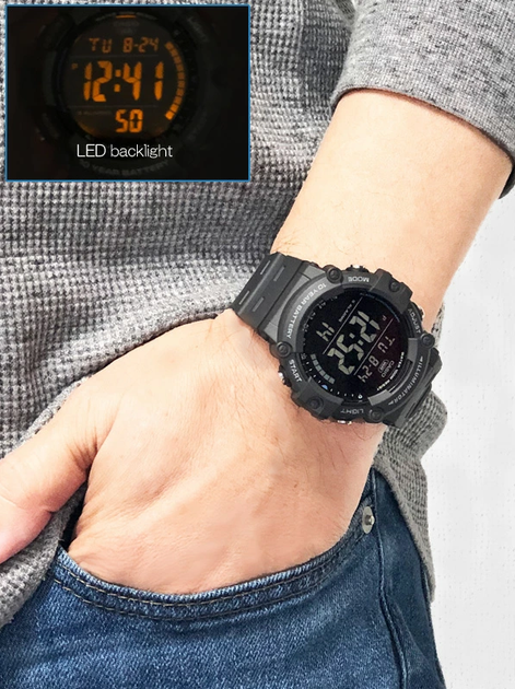 Чоловічий наручний годинник CASIO AE-1500WH-8B Чорний\чорний екран - зображення 5