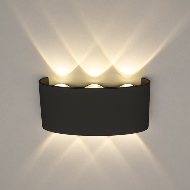 Світильник світлодіодний настінний, LED бра LINZA SIX 6W Q170 3000K BLACK 220V IP54 - зображення 2