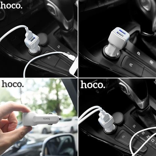 Автомобильное зарядное устройство Hoco Z23 Grand Style 2USB 2.4A с кабелем microUSB, АЗУ, белое - изображение 9