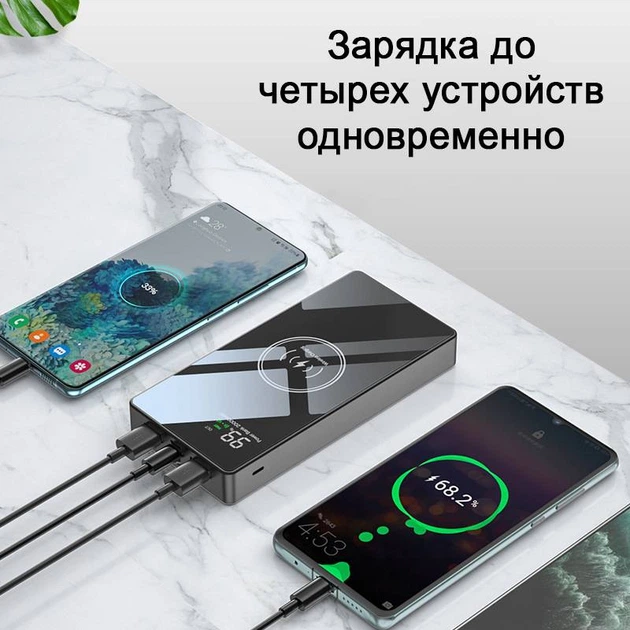 Внешний аккумулятор быстрая беспроводная зарядка 15W Power Bank MT-2030A 20000 мАч Черный (MT-2030A) - изображение 5
