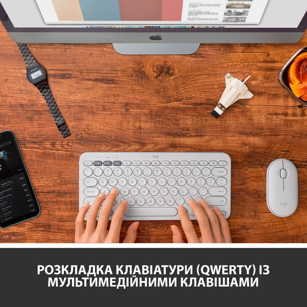 Клавіатура бездротова Logitech K380 for Mac Multi-Device Bluetooth Keyboard Offwhite UA (920-010407) - Фото 2 Клавіатура бездротова Logitech K380 for Mac Multi-Device Bluetooth Keyboard Offwhite UA (920-010407) - зображення 2