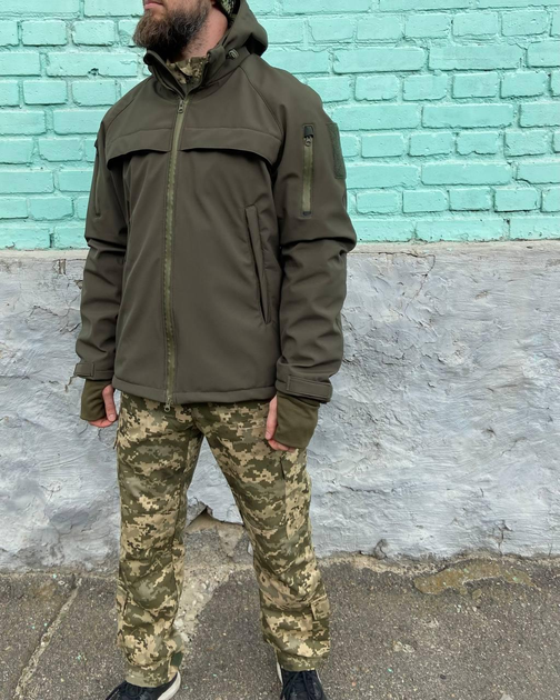 Військова куртка тактична утеплена Софт Шелл Хакі (Єврозима) 52-54(XL-XXL) - изображение 1