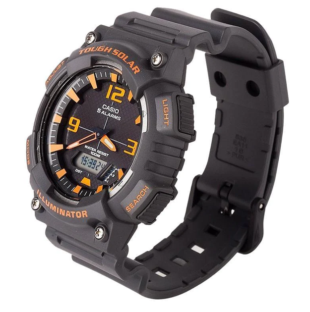 Мужские наручные часы CASIO AQ-S810W-8A Черные с оранжевым - Фото 5 Мужские наручные часы CASIO AQ-S810W-8A Черные с оранжевым - изображение 5