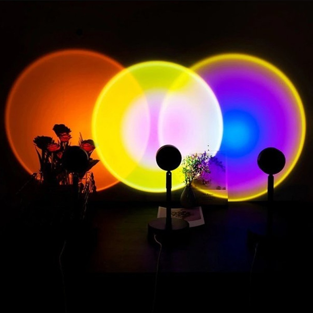Світильник проекційний Sunset Lamp RGB з пультом на штативі USB ...