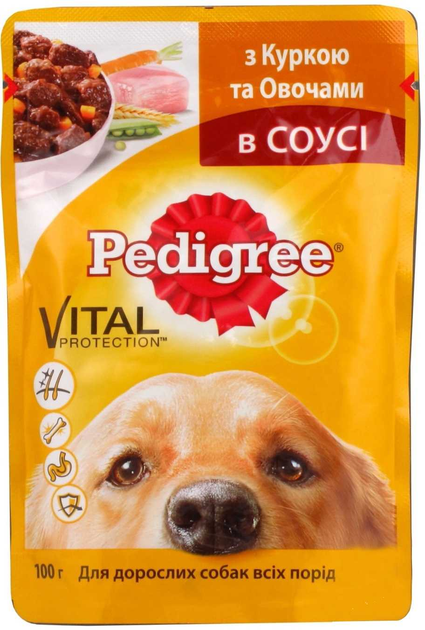 Вологий корм Pedigree для дорослих собак Курка та овочі в соусі 100г ...