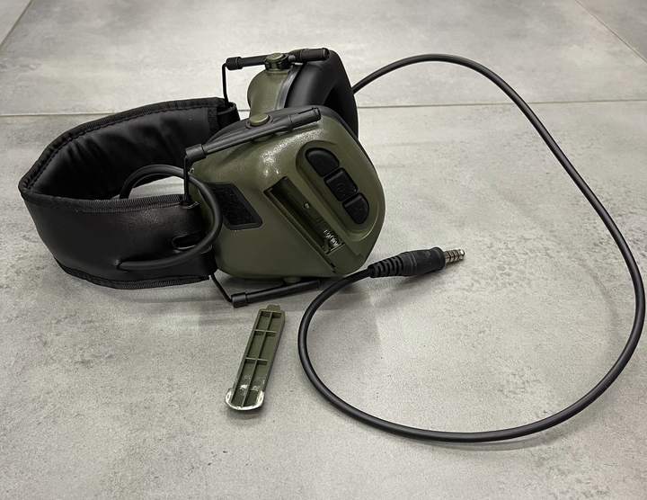 Тактичні активні навушники HD-09 для стрільби з шумозаглушенням, на голову, під шоломом, оливковий - зображення 1