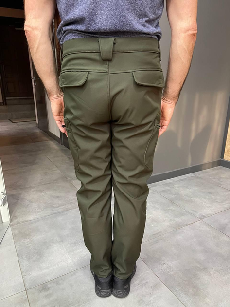 Штаны зимние тактические софтшелл флисовые, размер XL, Оливковые, утепленные брюки для военных - изображение 2