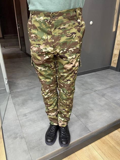 Штаны тактические софтшелл с флисом Special, размер XXL, Мультикам, утепленные штаны для военных - изображение 1