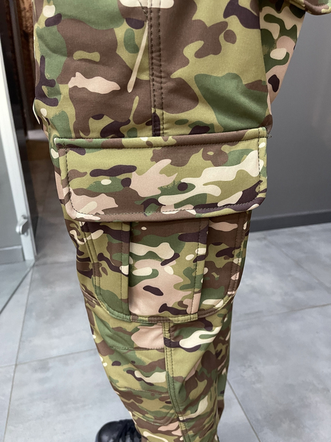 Штаны тактические софтшелл с флисом Special, размер XXL, Мультикам, утепленные штаны для военных - изображение 2