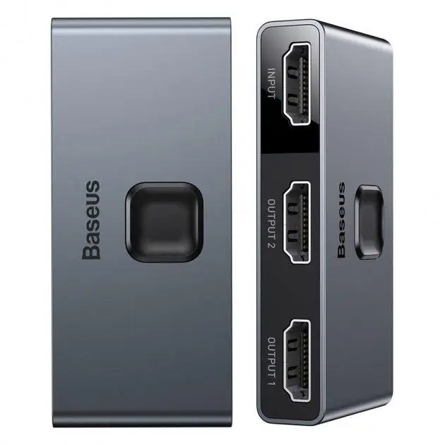Переключатель HDMI разветвитель Baseus Matrix HDMI Splitter 2-in-1/ 1-in-2 Grey (CAHUB-BC0G) - Фото 2 Переключатель HDMI разветвитель Baseus Matrix HDMI Splitter 2-in-1/ 1-in-2 Grey (CAHUB-BC0G) - изображение 2