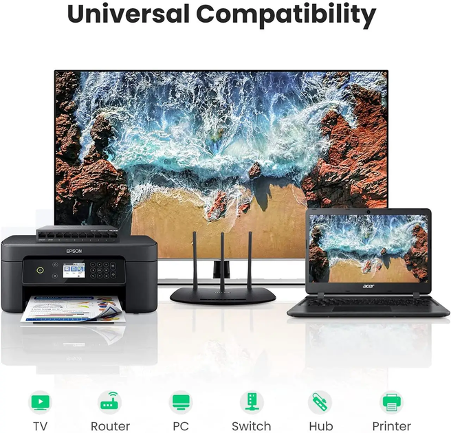 Соединитель витой пары RJ45 UGREEN NW114 Cat7 Cat6 Cat5e разъем-удлинитель Ethernet Black (20390) - Фото 6 Соединитель витой пары RJ45 UGREEN NW114 Cat7 Cat6 Cat5e разъем-удлинитель Ethernet Black (20390) - изображение 6