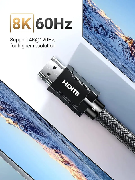 Кабель HDMI UGREEN 8K HDMI 2.1 сверхскоростной 60 Гц 48 Гбит/с 1 м Black (HD135) - изображение 2
