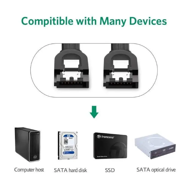 Кабель Ugreen SATA Serial ATA III с блокировочной защелкой 0.5 м Black (US217) - изображение 7