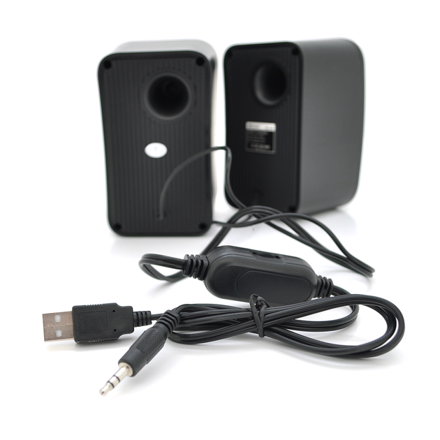 Колонки 2.0 Kisonli KS-06, для ПК и ноутбука, USB + 3.5mm, 2x3W, 20Hz- 20KHz, Black, BOX, Q50 - изображение 2