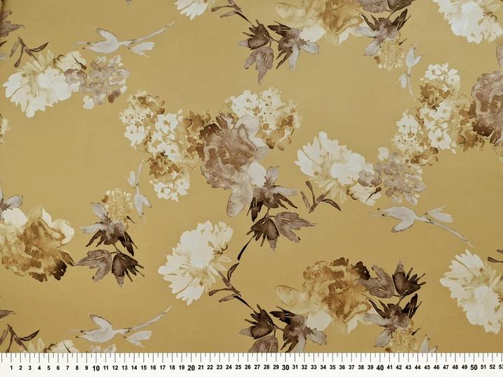 Ткань Шелк Армани цветочный сад, горчица, пог. м. (а35, 2010046, д1 цв2) - Фото 4 Ткань Шелк Армани цветочный сад, горчица, пог. м. (а35, 2010046, д1 цв2) - изображение 4
