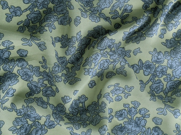 Тканина Шифон креповий квітковий візерунок, оливковий, пог. м. (ш38, 17892, 2010141 цв3) - Фото 4 Тканина Шифон креповий квітковий візерунок, оливковий, пог. м. (ш38, 17892, 2010141 цв3) - зображення 4