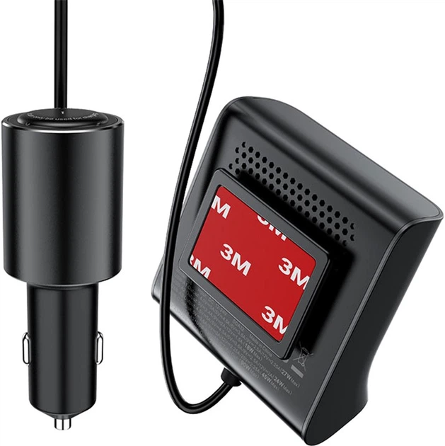 Автомобільний зарядний пристрій Acefast B8 Digital Display Car HUB Charger Black (AFB8) - зображення 2