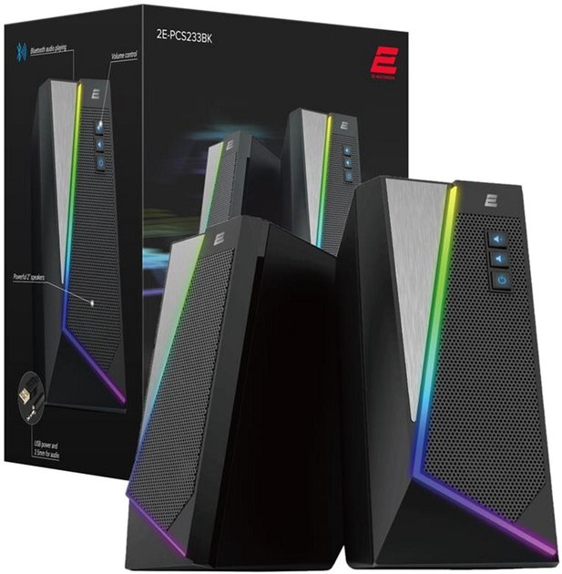 Акустическая система 2E PCS233 RGB, 2.0, USB Black (2E-PCS233BK) - изображение 1